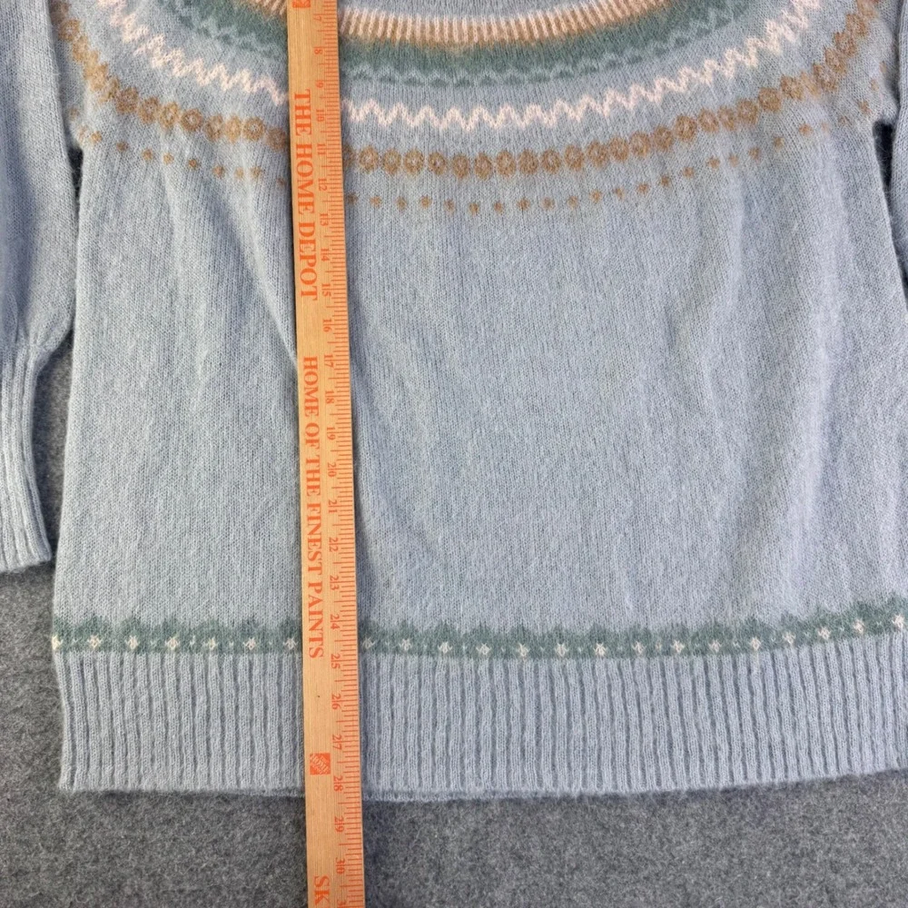 J. Crew Fair Isle Alpaca Wool Blend Yoke Sweater Dusty Blue BD152 Womens L NWT